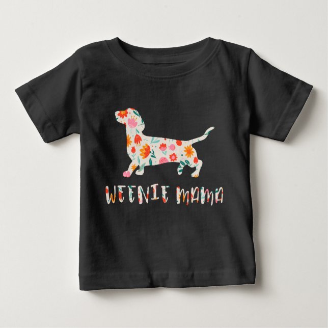 T-shirt Pour Bébé Weenie Mama Dachshund floral (Devant)