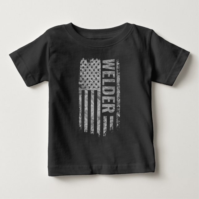 T-shirt Pour Bébé Welder USA Flag Distressed design (Devant)