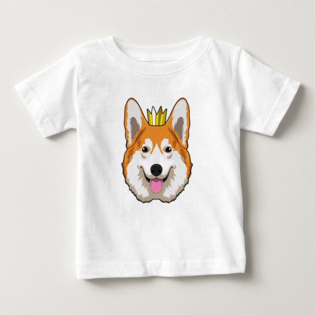 T-shirt Pour Bébé Welsh corgi with Crown (Devant)