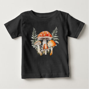 T-shirt Pour Bébé Whimsical Forest Champignons Vintage Farmhouse