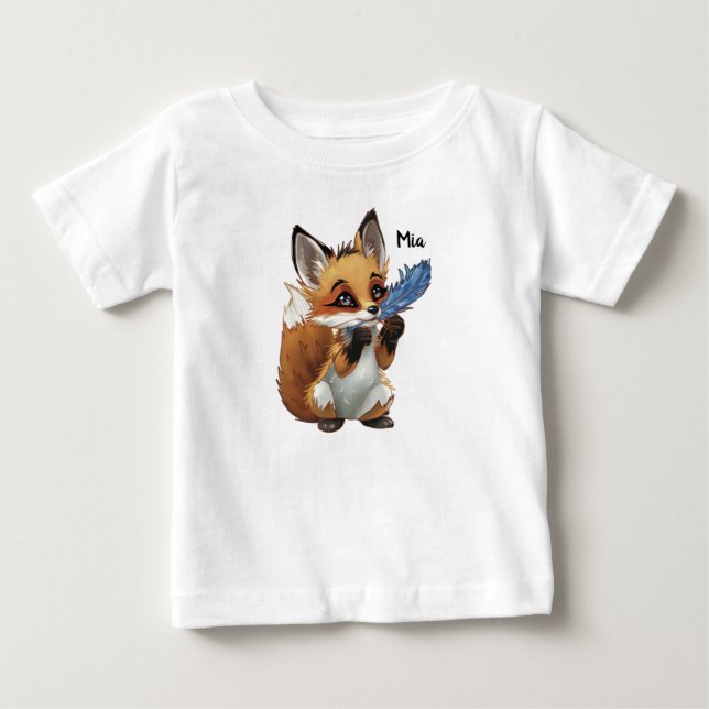 T-shirt Pour Bébé Whimsical Fox with a Feather (Devant)