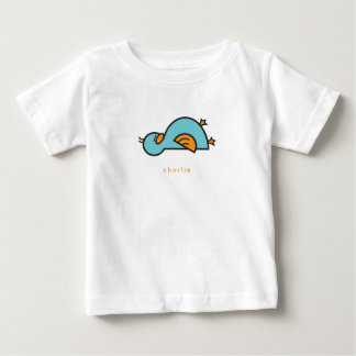 T-shirt Pour Bébé Whimsical mignon Cartoon bleu Turquoise bébé canar