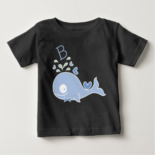 T-shirt Pour Bébé Whimsical Mr Blue Whale Bow Cravate Monogramme Bab
