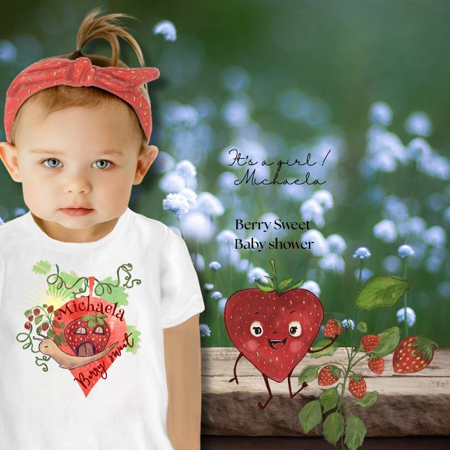 T-shirt Pour Bébé Whimsical Strawberry House Berry Sweet  (Whimsical Strawberry House Berry Sweet Baby T-Shirt)