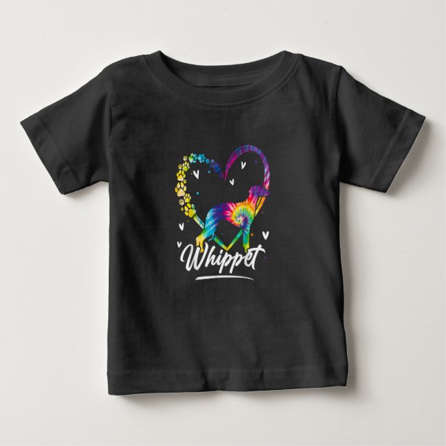T-shirt Pour Bébé Whippet Tie Dye Amoureux des chiens Rainbow Gift T (Devant)