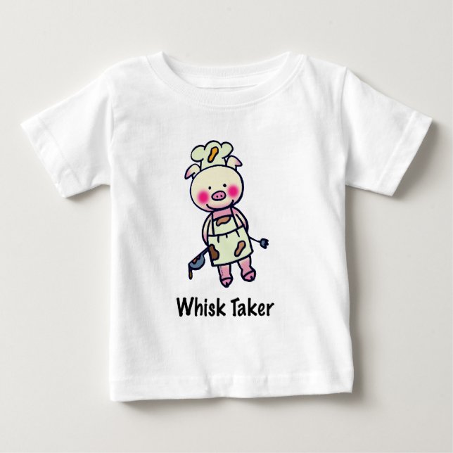 T-shirt Pour Bébé Whisk Taker Pig - Drôle Chef Design (Devant)