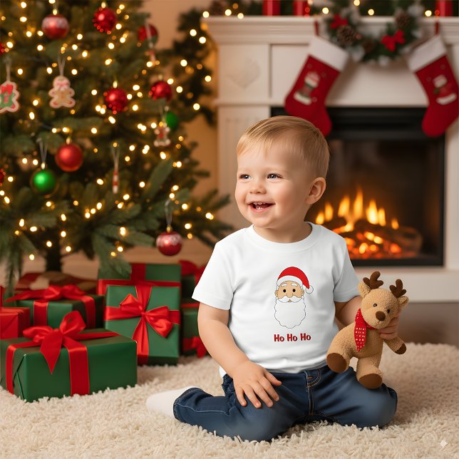 T-shirt Pour Bébé White Ho Ho Ho Santa Claus Joyeuse famille de Noël (Créateur téléchargé)