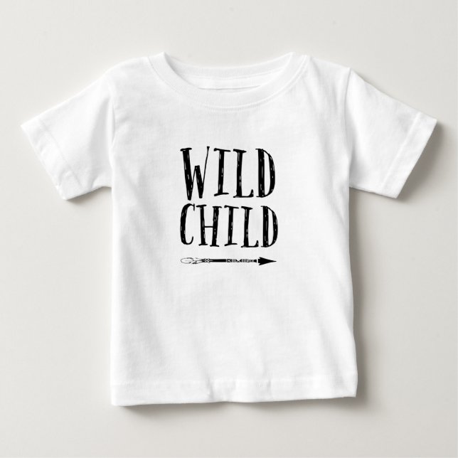 T-shirt Pour Bébé Wild Enfant dessiné à la main typographie enfants  (Devant)