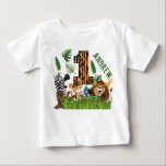 T-shirt Pour Bébé Wild One 1er anniversaire Jungle<br><div class="desc">T-shirt de 1er anniversaire de mignonne Safari avec des animaux de la jungle et numéro 1 en motif de tigre. Personnalisez avec le nom d'un enfant.</div>