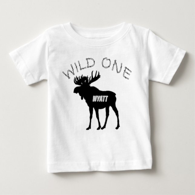 T-shirt Pour Bébé Wild One 1st Birthday Moose Forest Créatures (Devant)
