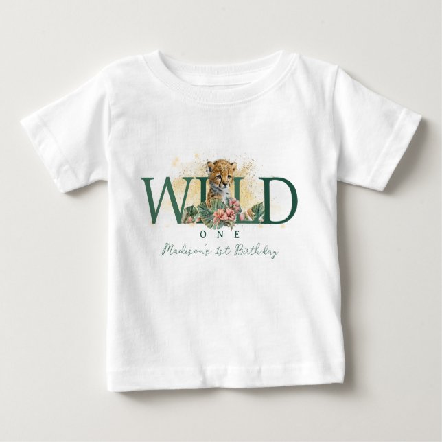 T-shirt Pour Bébé Wild One Animal Guepard Baby Boy 1er anniversaire (Devant)