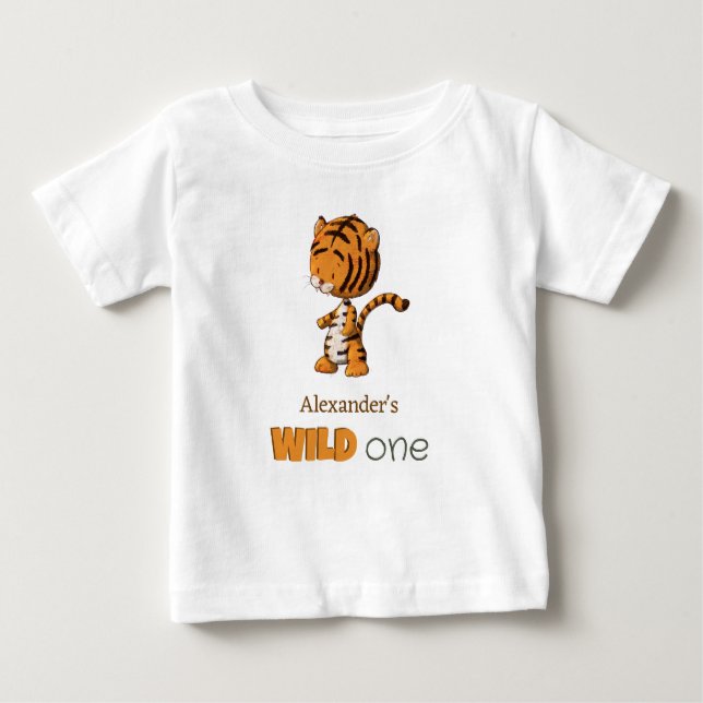 T-shirt Pour Bébé Wild One Baby Tiger Safari premier anniversaire (Devant)