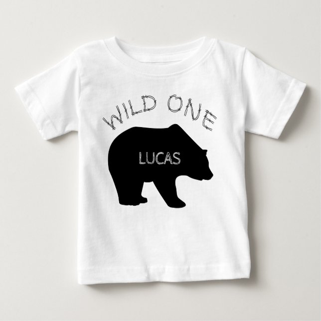 T-shirt Pour Bébé Wild One Bear Woodland 1er anniversaire (Devant)
