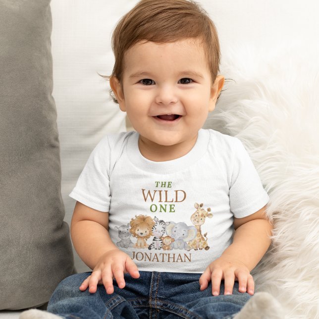 T-shirt Pour Bébé Wild One Birthday Jungle Animals (Créateur téléchargé)