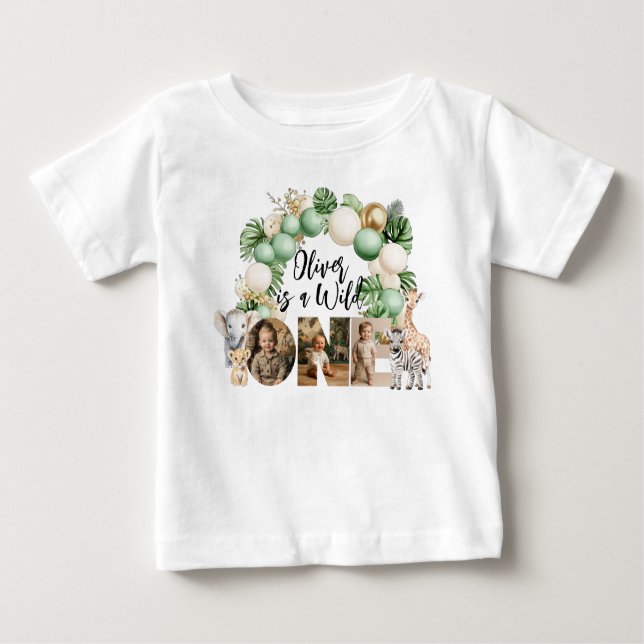T-shirt Pour Bébé Wild One Birthday Safari photo d'animal (Devant)
