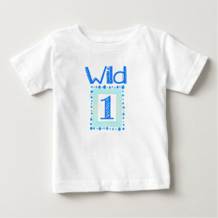 T-shirt Pour Bébé Wild One Blue Green Première tenue d'anniversaire