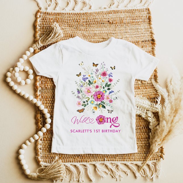 T-shirt Pour Bébé Wild One Bright Fleur sauvage fille 1er anniversai (Créateur téléchargé)