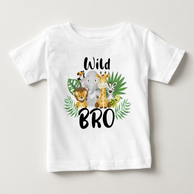 T-shirt Pour Bébé Wild One Bro Brother 1er anniversaire Safari famil (Devant)