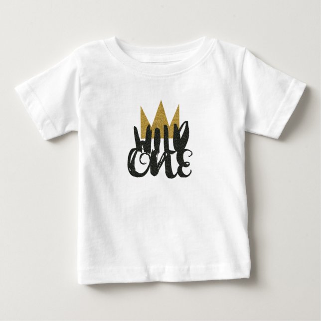 T-shirt Pour Bébé WILD ONE Couronne Pailletée1 1er Anniversaire Bébé (Devant)