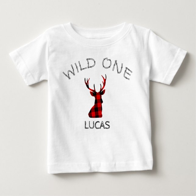 T-shirt Pour Bébé Wild One Deer Antlers Woodland Lumberjack (Devant)