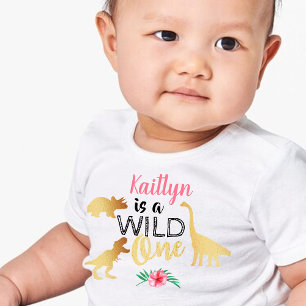 T-shirt Pour Bébé Wild One Dinosaur Girls 1er anniversaire