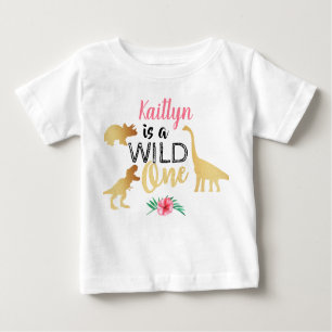 T-shirt Pour Bébé Wild One Dinosaur Girls 1er anniversaire