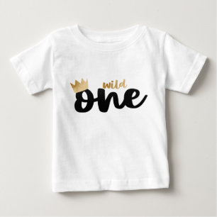T-shirt Pour Bébé Wild One Gold Foil Crown Boy Premier anniversaire
