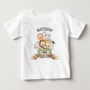 T-shirt Pour Bébé Wild One Jungle Safari 1er anniversaire Baby T-shi