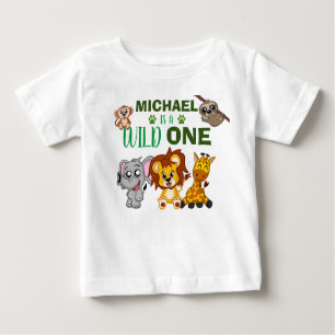 T-shirt Pour Bébé Wild One Jungle Safari Animaux 1er Anniversaire