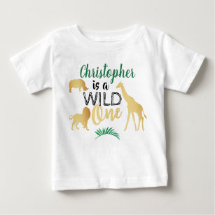 T-shirt Pour Bébé Wild One Jungle Safari Garçons 1er anniversaire