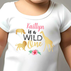T-shirt Pour Bébé Wild One Jungle Safari Girls 1er anniversaire