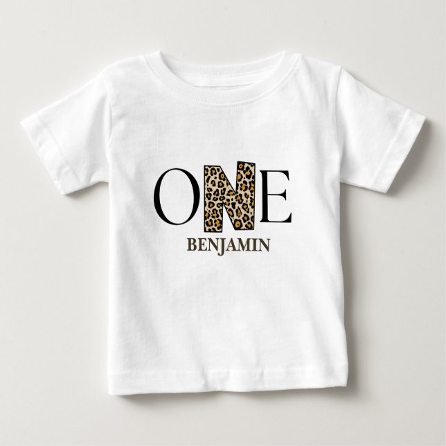 T-shirt Pour Bébé Wild One personnalisé 1er anniversaire Jungle (Devant)