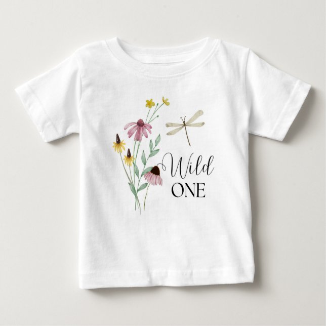 T-shirt Pour Bébé Wild One - Premier anniversaire Chemise florale (Devant)