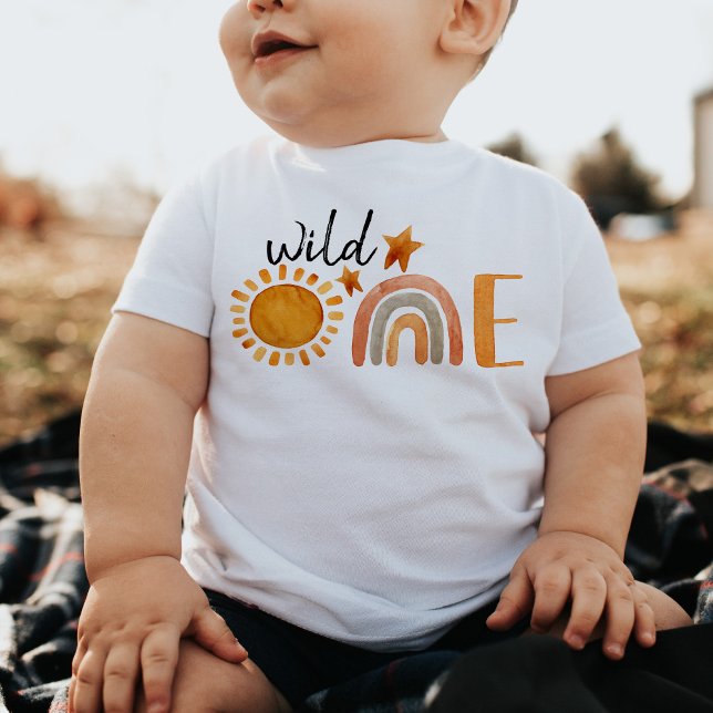 T-shirt Pour Bébé Wild One premier anniversaire Rainbow et Sun Party (Créateur téléchargé)