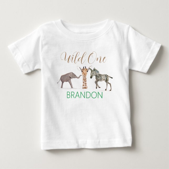 T-shirt Pour Bébé Wild One Safari animal 1er anniversaire bébé (Devant)