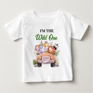 T-shirt Pour Bébé Wild One Safari Animaux Anniversaire