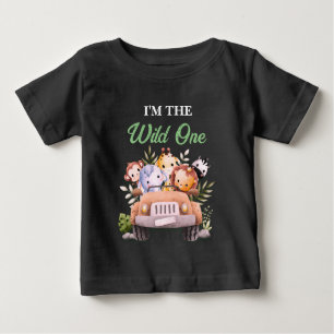 T-shirt Pour Bébé Wild One Safari Animaux Anniversaire NOIR