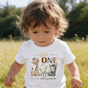T-shirt Pour Bébé WILD ONE Safari Premier Anniversaire Bébé Personna