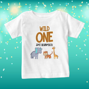 T-shirt Pour Bébé Wild One Safari Theme Boys 1er Anniversaire