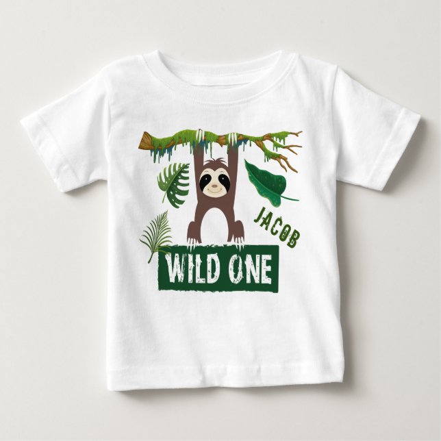 T-shirt Pour Bébé Wild One Sloth 1er Anniversaire (Devant)