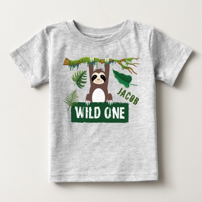 T-shirt Pour Bébé Wild One Sloth 1er anniversaire (Devant)