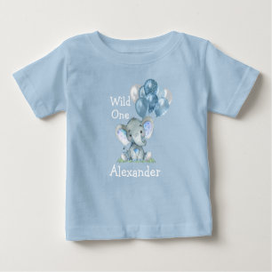 T-shirt Pour Bébé Wild Un 1er anniversaire bébé Eléphant Ballons ble
