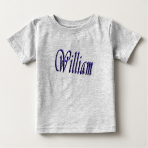 T-shirt Pour Bébé William Nom En Bleu Pailleté,