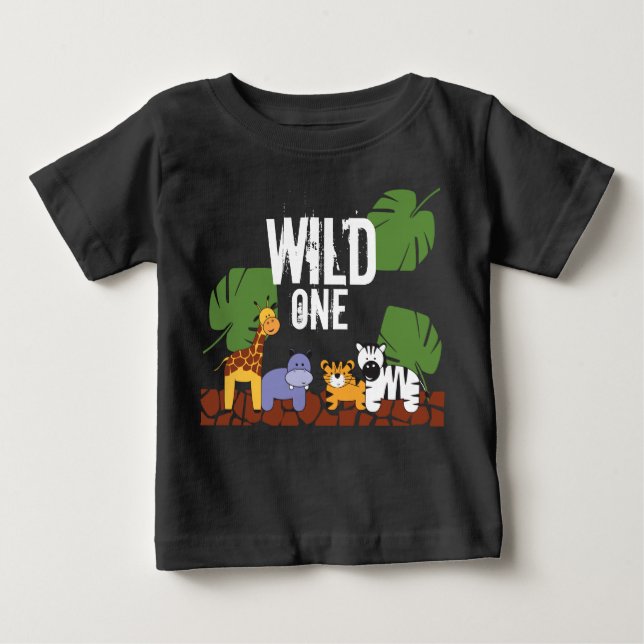 T-shirt Pour Bébé WILUN Jungle thème 1er Anniversaire Vert (Devant)