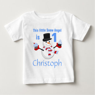 T-shirt Pour Bébé Winter Wonderland Snowman Premier anniversaire