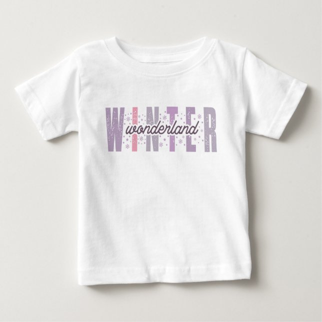 T-shirt Pour Bébé Winter Wonderland - Typographie Festive Art (Devant)