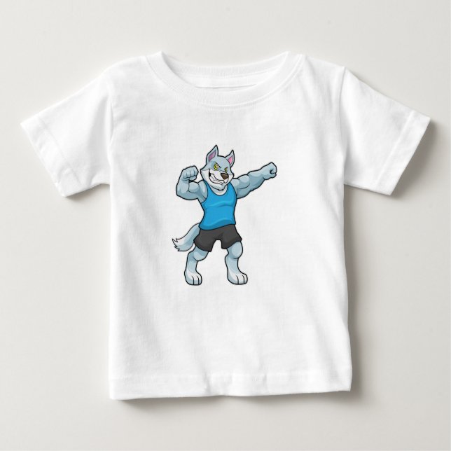 T-shirt Pour Bébé Wolf comme Bodybuilder avec les gros bras supérieu (Devant)