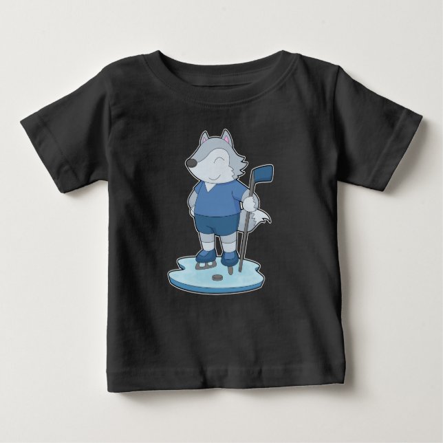 T-shirt Pour Bébé Wolf Hockey sur glace Bâton de hockey sur glace (Devant)