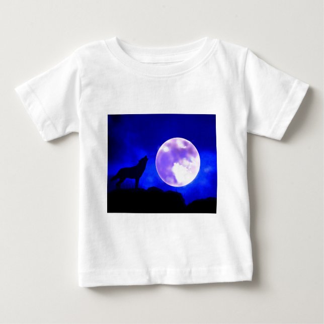 T-shirt Pour Bébé Wolf Howling à Moon (Devant)