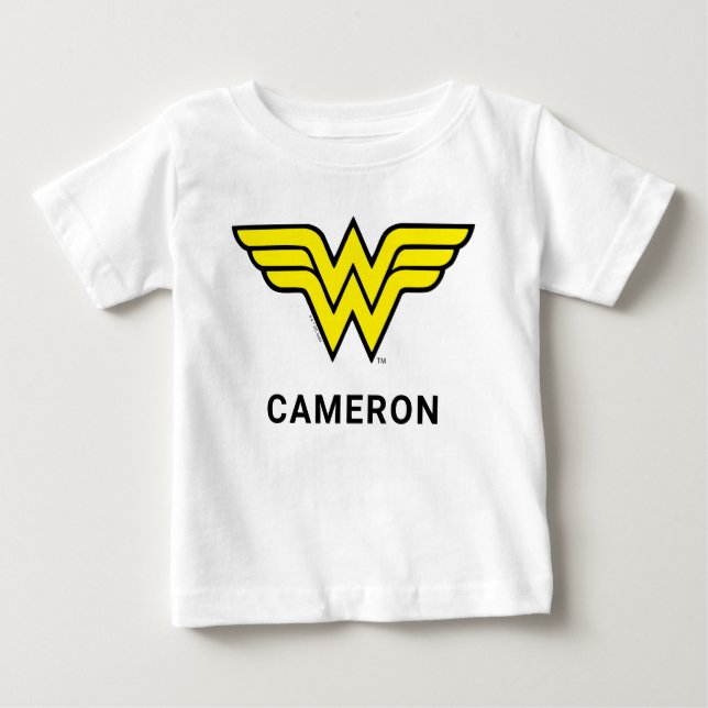 T-shirt Pour Bébé Wonder Woman | Logo classique | Ajouter Votre Nom (Devant)